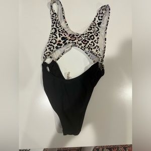 Forever 21 cheetah print high cut one piece swimsuit